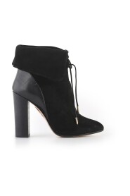 Suede Cuff Block Heels Ankle Boots