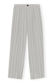 Drapey Stripe Suiting Mid Waist Pleat Pants